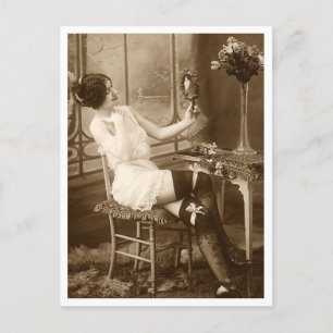 French Flirt  - Vintage Pin-up Postkarte