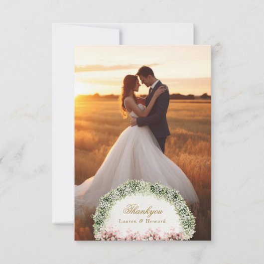 french floral garden chateau wedding dankeskarte (Vorderseite)