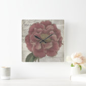 French Floral III Quadratische Wanduhr (Zuhause)