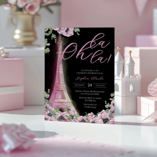 French Floral Oh la la Bridal Shower Invitation Einladung