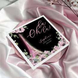 French Floral Oh la la Bridal Shower Paper Napkin Serviette