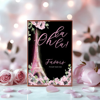French Floral Oh la la Bridal Shower Pedestal Sign Sockelschild