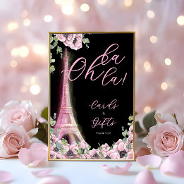 French Floral Oh la la Bridal Shower Pedestal Sign Sockelschild