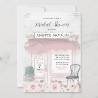 French Floral Paris Cafe Bridal Dusche Einladung
