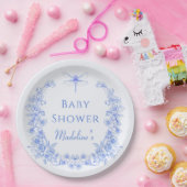 French Floral Something Blue Dragonfly Babydusche Pappteller (Party)