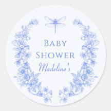 French Floral Something Blue Dragonfly Babydusche
