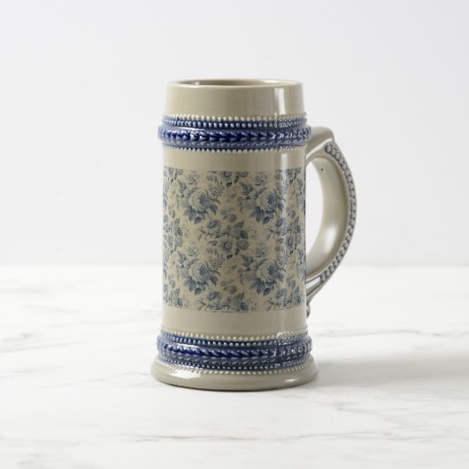French floral toile blue  bierglas (VorderseiteRechts)