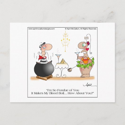 FRENCH FONDUE Cartoon Postkarte (Vorderseite)