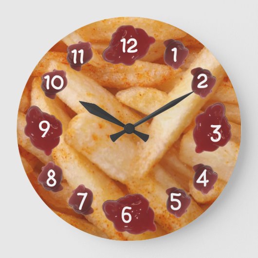 French Fries and Ketchup Große Wanduhr (Vorderseite)