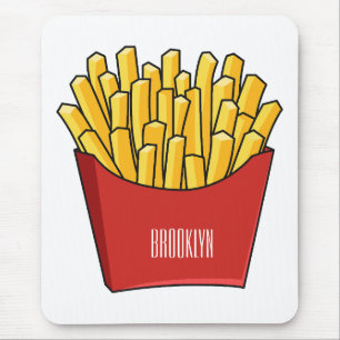 French fries cartoon illustration mousepad