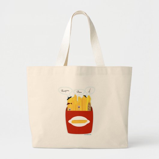French Fries European Fry Cartoon Spaß Art Jumbo Stoffbeutel (Vorne)