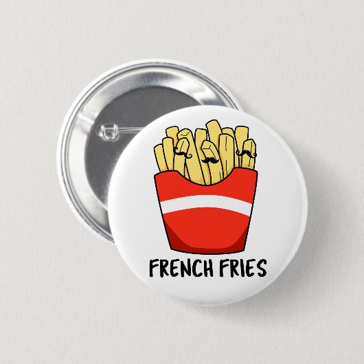 French Fries Funny Fast Food Pub Button (Vorne & Hinten)