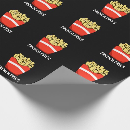 French Fries Funny Fast Food Pun Dark BG Geschenkpapier (Ecke)
