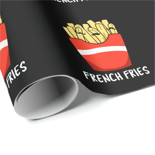 French Fries Funny Fast Food Pun Dark BG Geschenkpapier (Rolleneckpunkt)