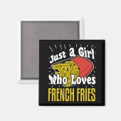 French Fries Funny Girl Magnet (Vorderseite/Rückseite)
