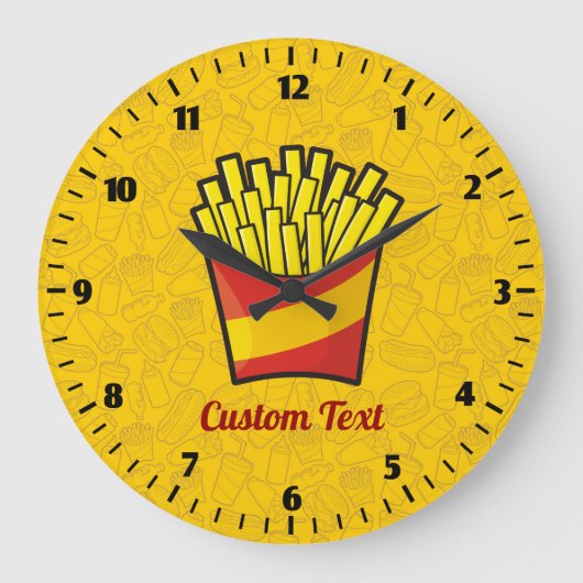 French Fries Große Wanduhr (Vorderseite)