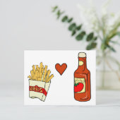 French Fries Liebe Ketchup Postkarte (Stehend Vorderseite)
