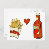 French Fries Liebe Ketchup Postkarte (Vorne/Hinten)
