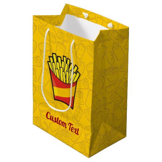 French Fries Medium Gift Bag Mittlere Geschenktüte (Vorderseite Schrägansicht)