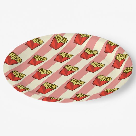 French Fries Pattern Pappteller (Schrägansicht)