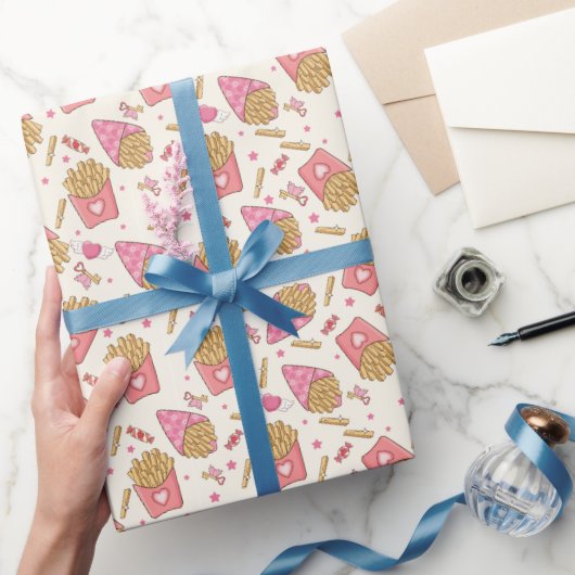 French Fries Retro Valentine Geschenkpapier (Schenken)