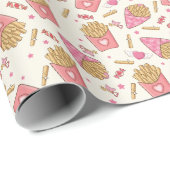 French Fries Retro Valentine Geschenkpapier (Rolleneckpunkt)
