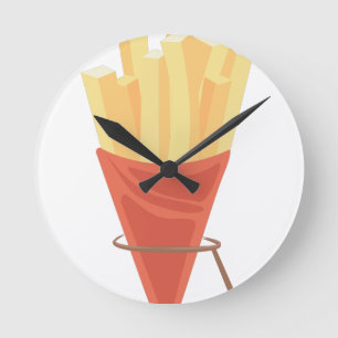 French Fries Runde Wanduhr