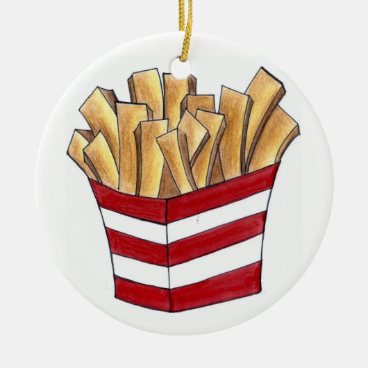 French Fries Small Fry Chips Fast Food Feinschmeck Keramik Ornament (Vorne)