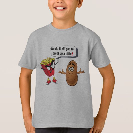 French Fries Telling Raw Potato Dress-up Kid Funny T-Shirt (Vorderseite)