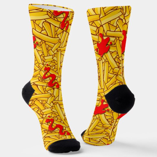 French Fries und Ketchup Novelty Socken (Gewinkelt)
