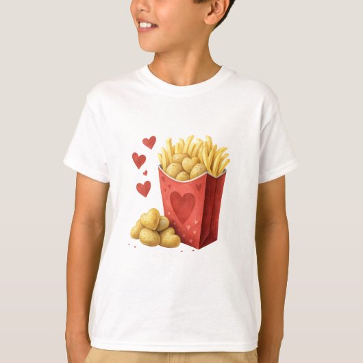 French fry carton with heart-shaped potatoes T-Shirt (Vorderseite)