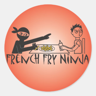 French Fry Ninja Runder Aufkleber