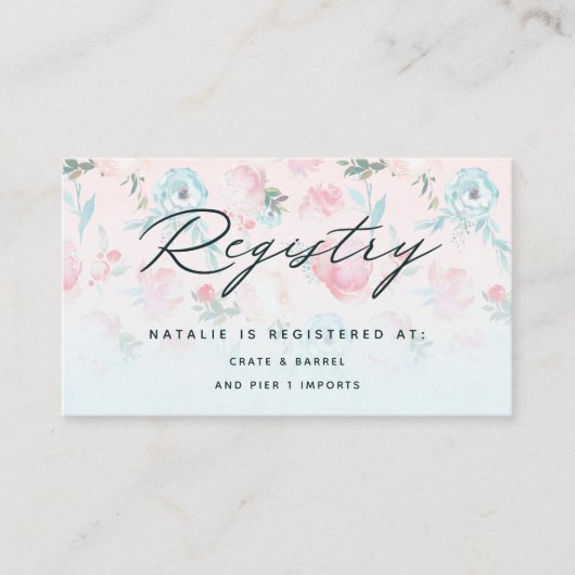 French Garden Floral Brautparty Gift Registry Begleitkarte (Vorderseite)