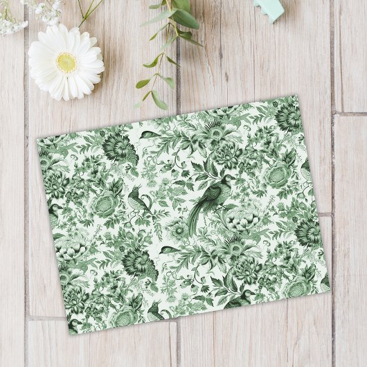 French Garden Toile de Jouy Green Seidenpapier
