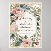 French Gold Floral Elegantes Tee Brautparty Poster (Vorne)