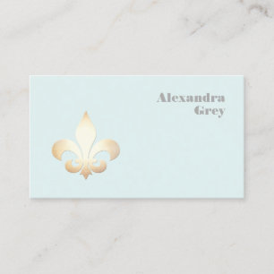French Gold Leaf Fleur de Lis Light Blue Visitenkarte