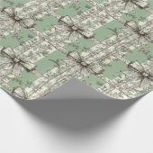 French Green Christmas Toile Bow Patterned Geschenkpapier (Ecke)