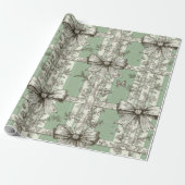 French Green Christmas Toile Bow Patterned Geschenkpapier (Ungerollt)