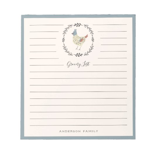 French Hen Grocery Notizblock (Vorderseite)
