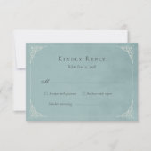 French Heron Dusty Blue Wedding Suite RSVP Card Karte (Vorderseite)