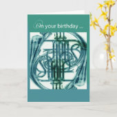 French Horn Birthday Karte (Gelbe Blume)