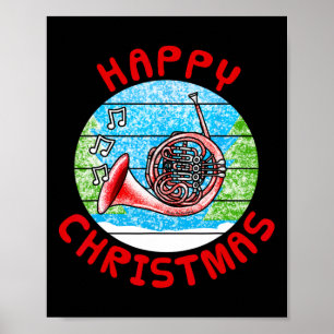 French Horn Christmas Hornist Br Musician Music Te Poster