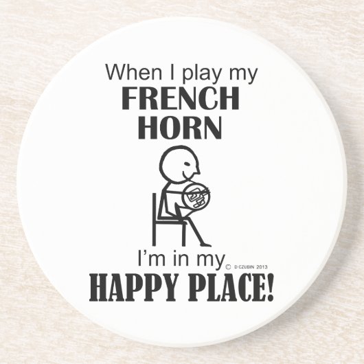 French Horn Happy Place Getränkeuntersetzer (Vorne)