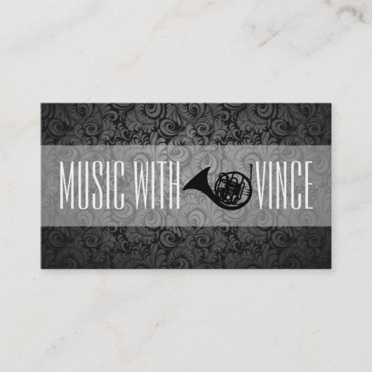 French Horn Instructor Music Studio Business Card Visitenkarte (Vorderseite)