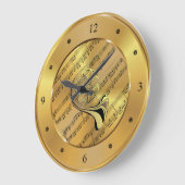 French Horn ~ Sheet Music ~ Gold Background ~ Große Wanduhr (Winkel)
