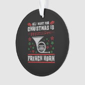 French Horn Ugly Christmas Sweater Shirt Ornament (Vorderseite)