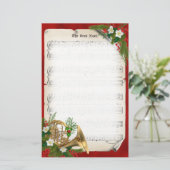 French Horn Vintag Sheet Music - Weihnachten Briefpapier (Stehend Vorderseite)