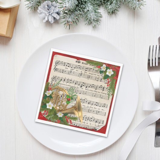 French Horn Weihnachtsmusik Serviette