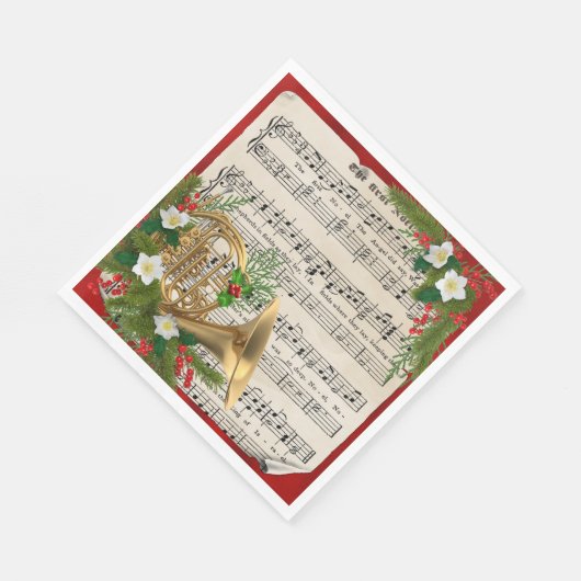 French Horn Weihnachtsmusik Serviette (Ecke)
