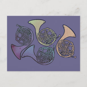 French Horns Art niedliches französisches Horn Postkarte
